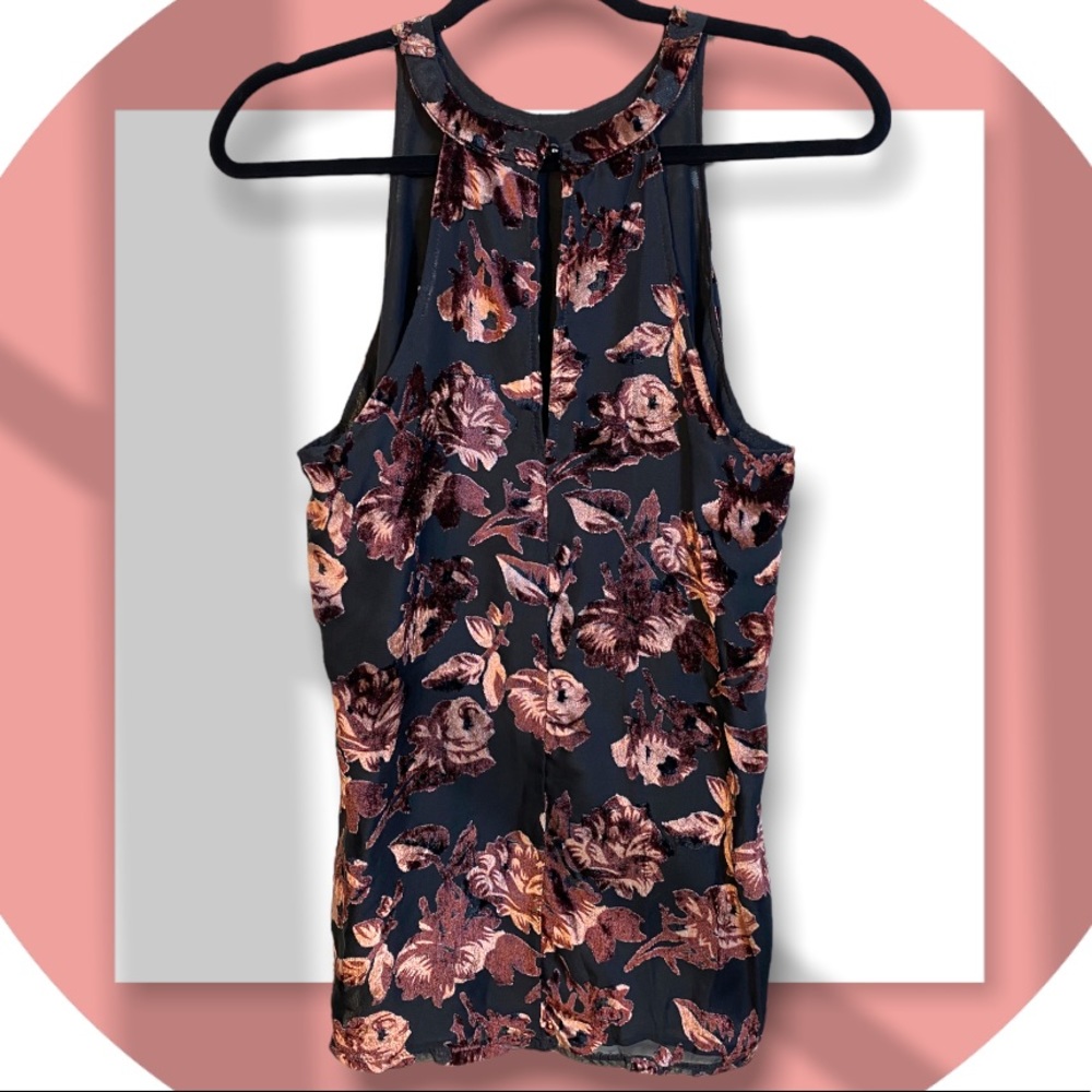 A DIVA women's top sleeveless lined floral viscose Medium new fancy anthro